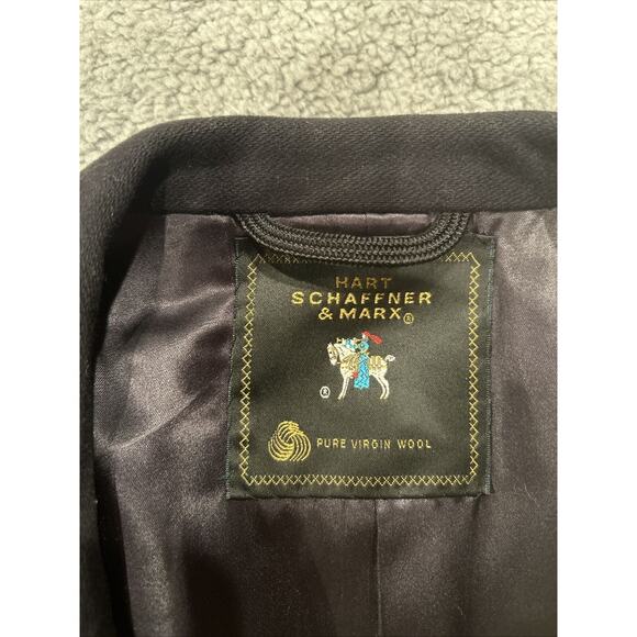 HART SCHAFFNER & MARX CHARCOAL BLACK 100% VIRGIN WOOL OVERCOAT 46R Made In USA - Picture 4 of 10